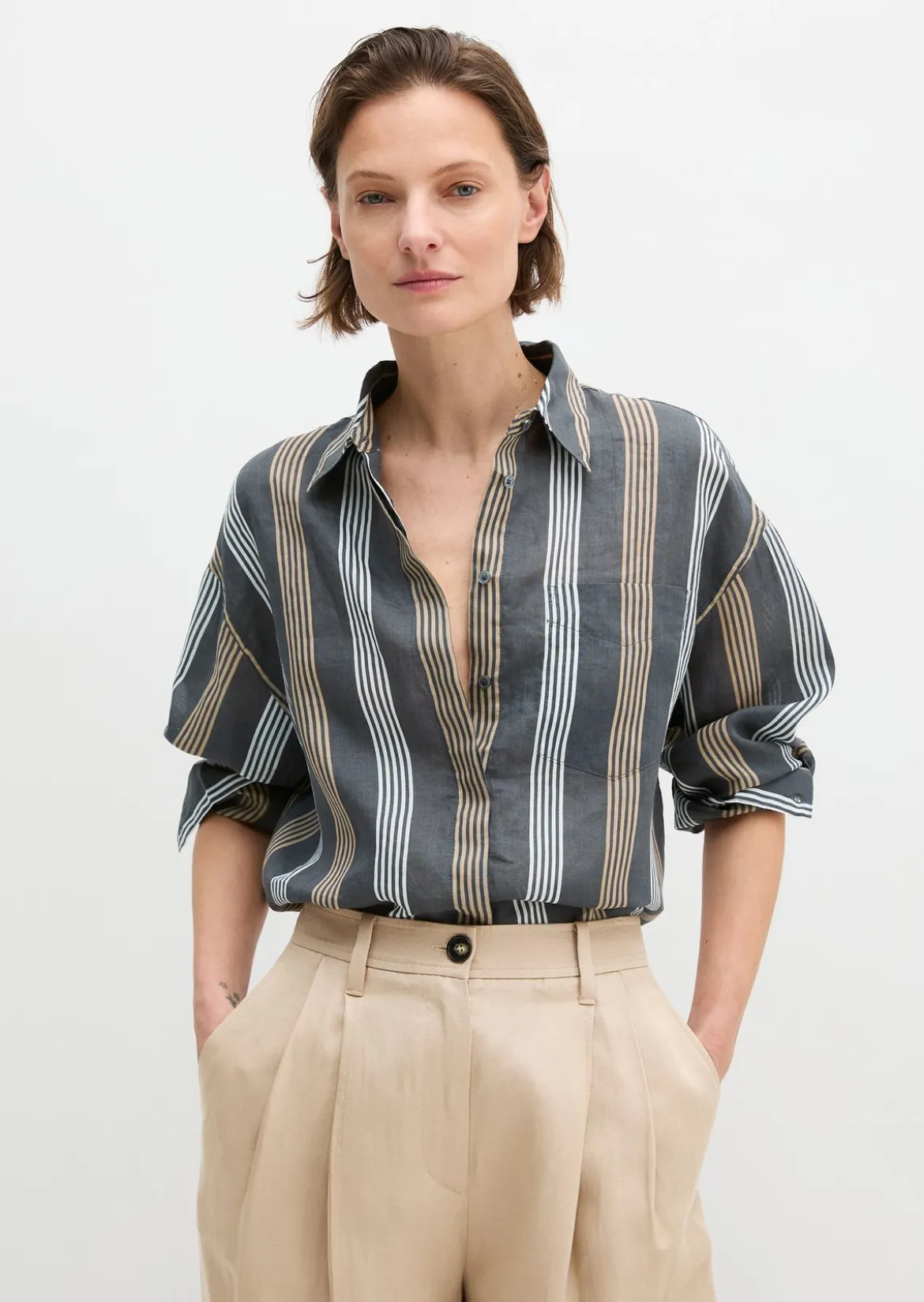 Bluse regular aus weicher Ramiefaser