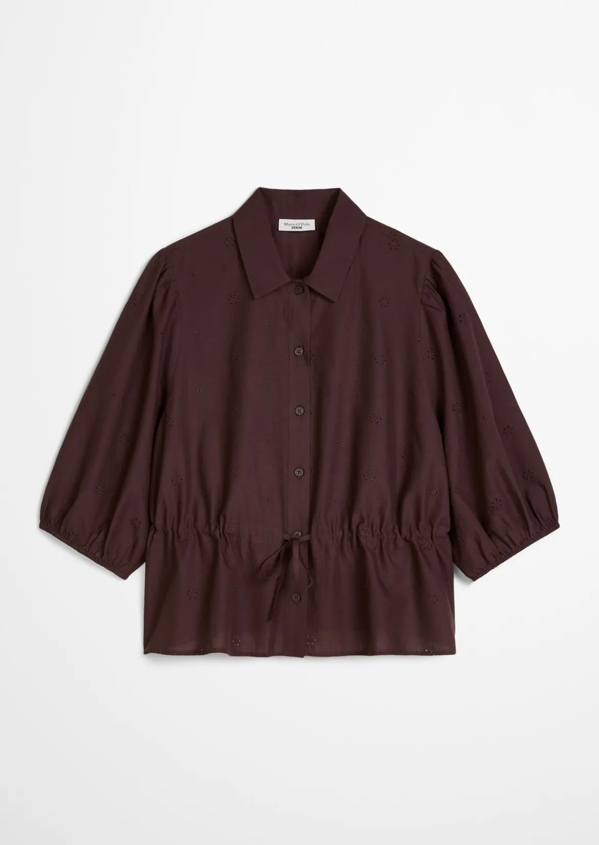 Broderie-Anglaise-Bluse regular aus reiner Bio-Baumwolle