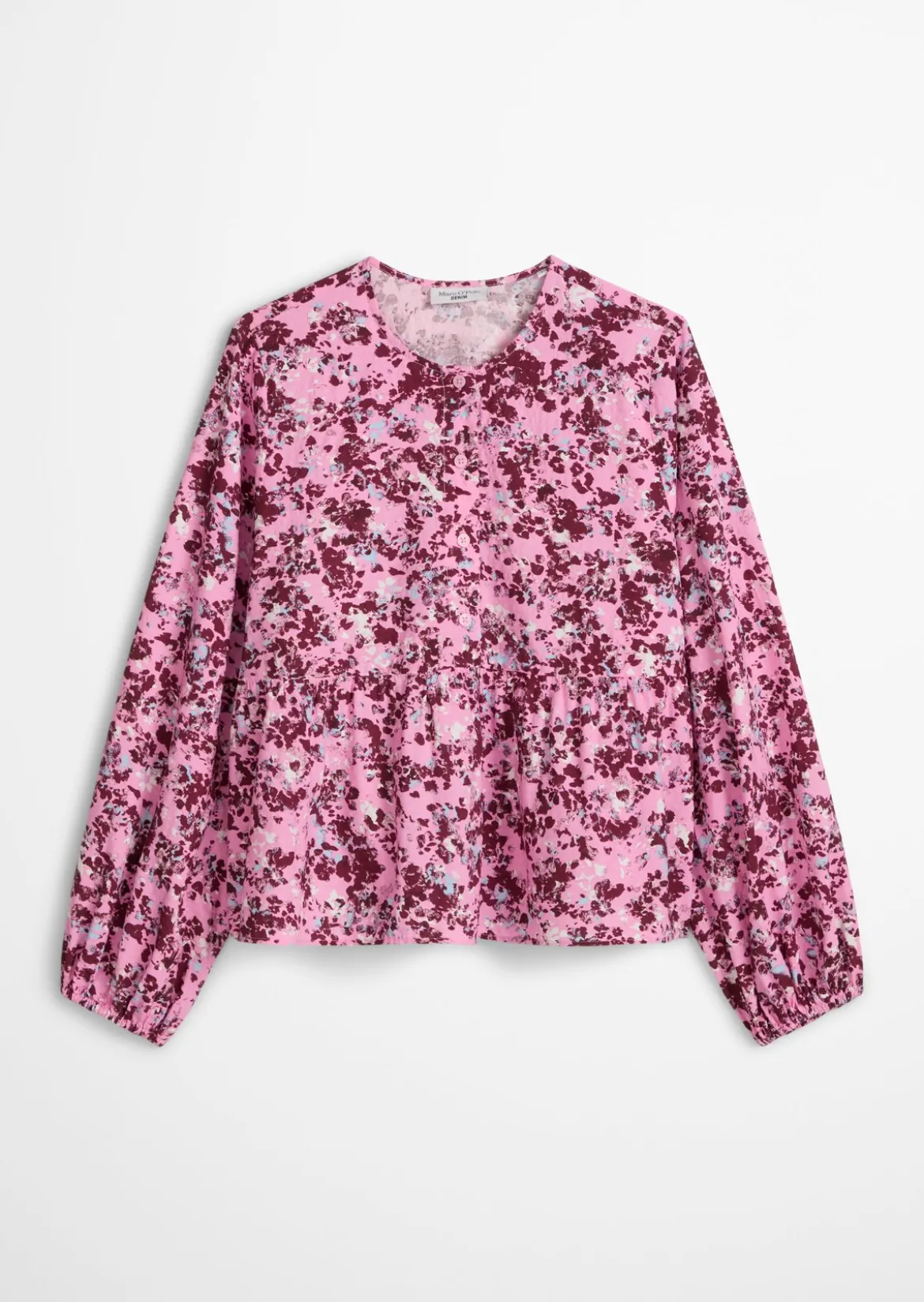 Crinkle-Bluse relaxed aus bedrucktem Viskose-Mix