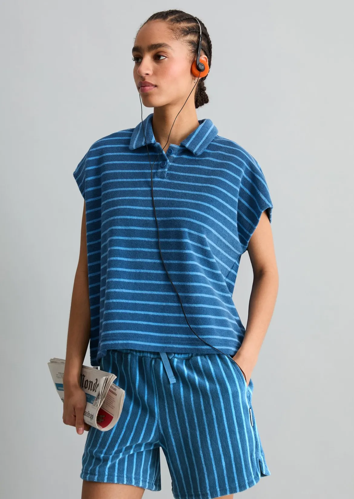 Frottee-Poloshirt relaxed aus Organic Cotton