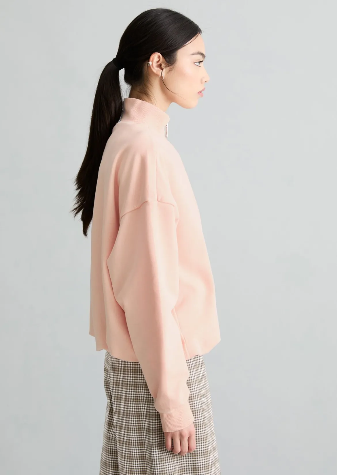 Half-Zip-Sweatshirt relaxed in Garment Dye-Qualität