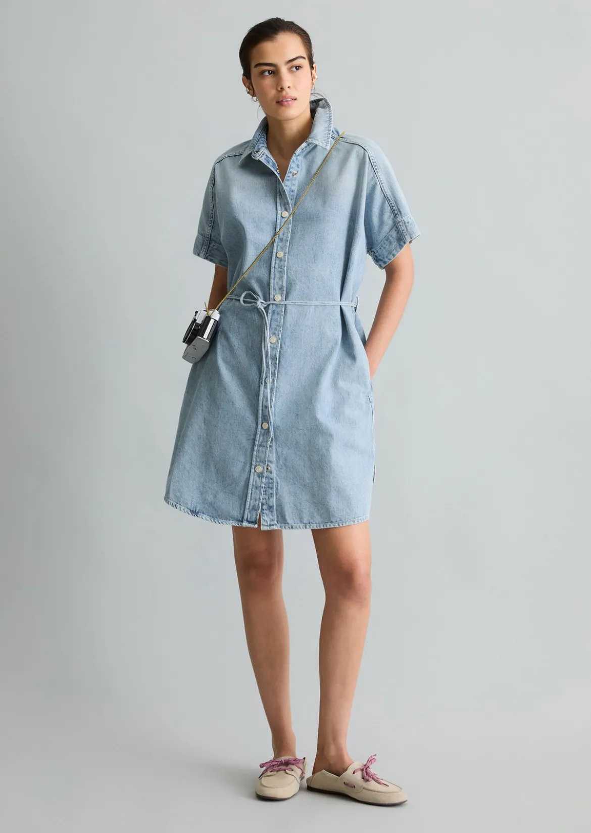 Hemdblusenkleid relaxed aus reiner Baumwolle