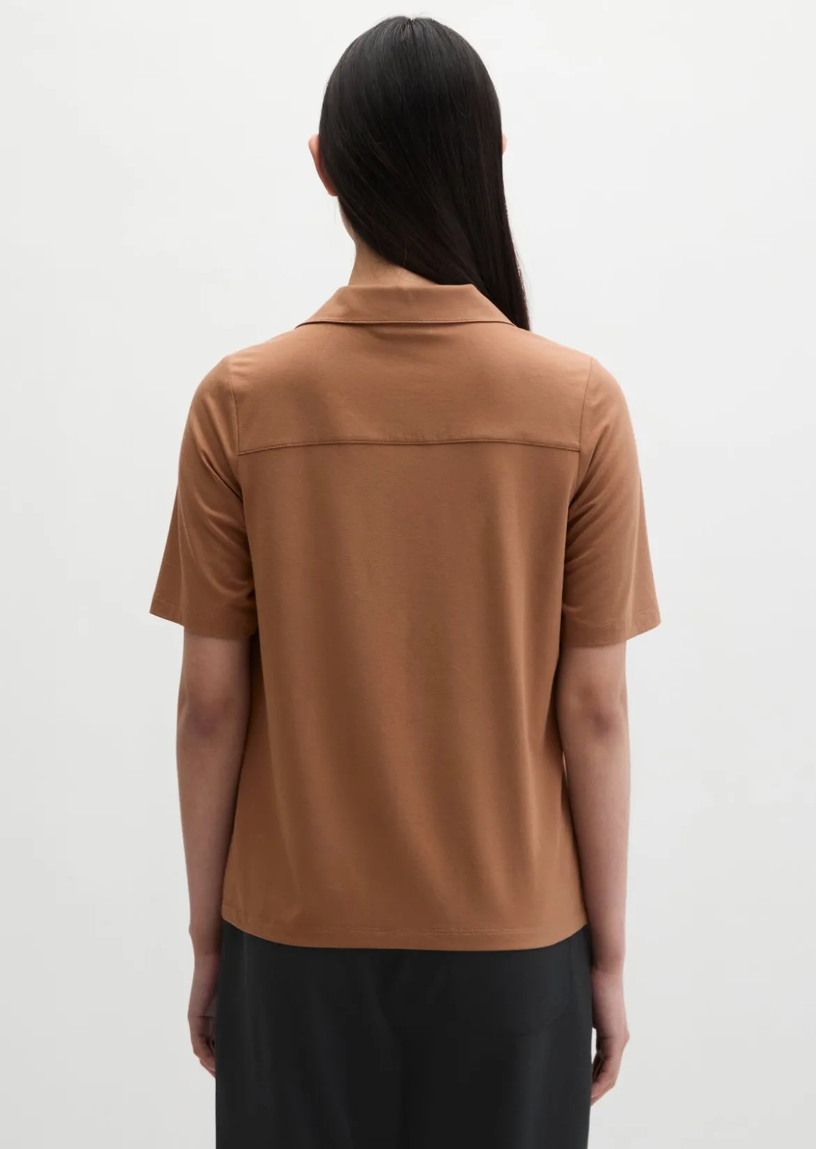 Jerseybluse im Polo-Stil regular aus LENZING™ ECOVERO™