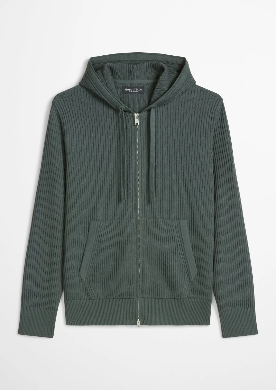 Kapuzen-Strickjacke regular aus reiner Bio-Baumwolle