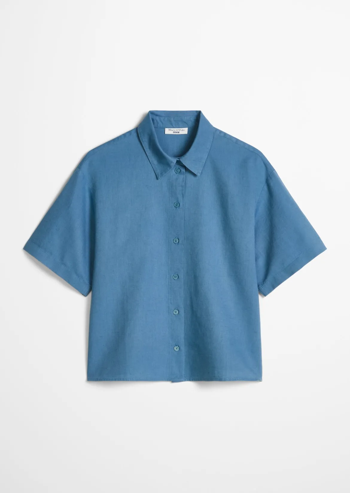 Kurzarm-Bluse relaxed aus Leinen-Baumwolle-Mix