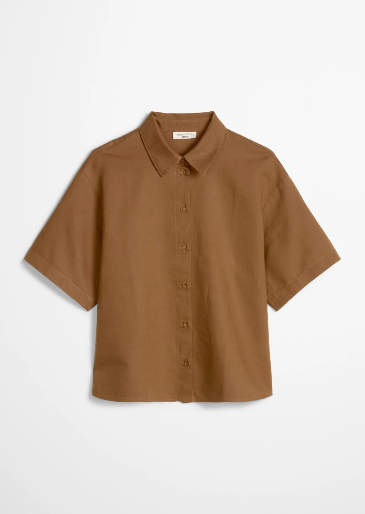 Kurzarm-Bluse relaxed aus Leinen-Baumwolle-Mix