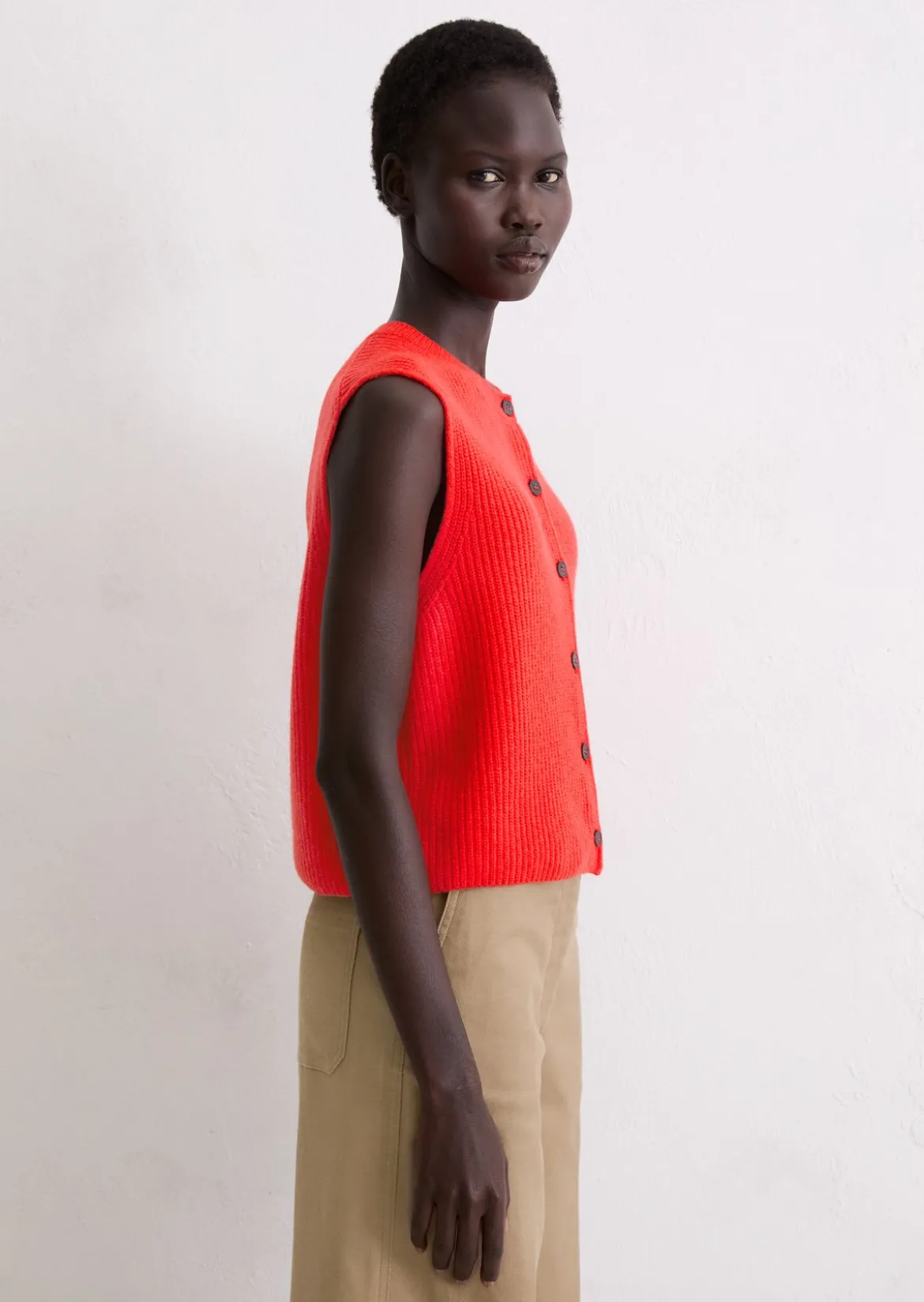Ärmellose Strickweste slim aus weichem Merinowolle-Mix