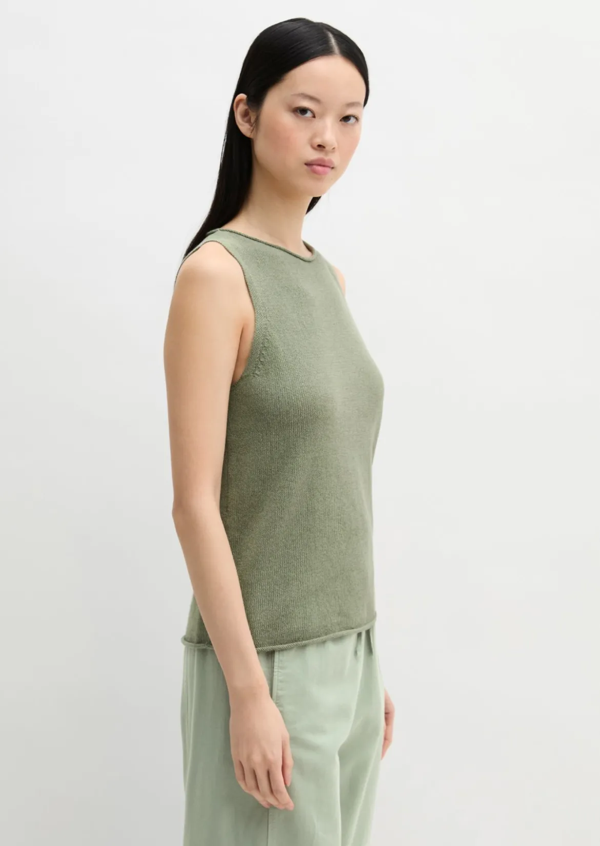Ärmelloser Pullover regular aus Organic Cotton-Leinen-Mix