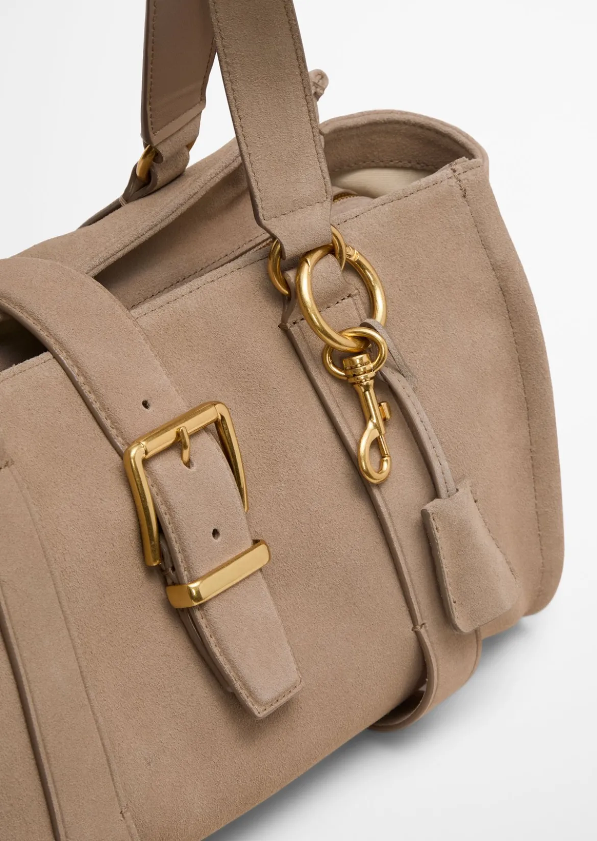 Shopper aus weichem Veloursleder